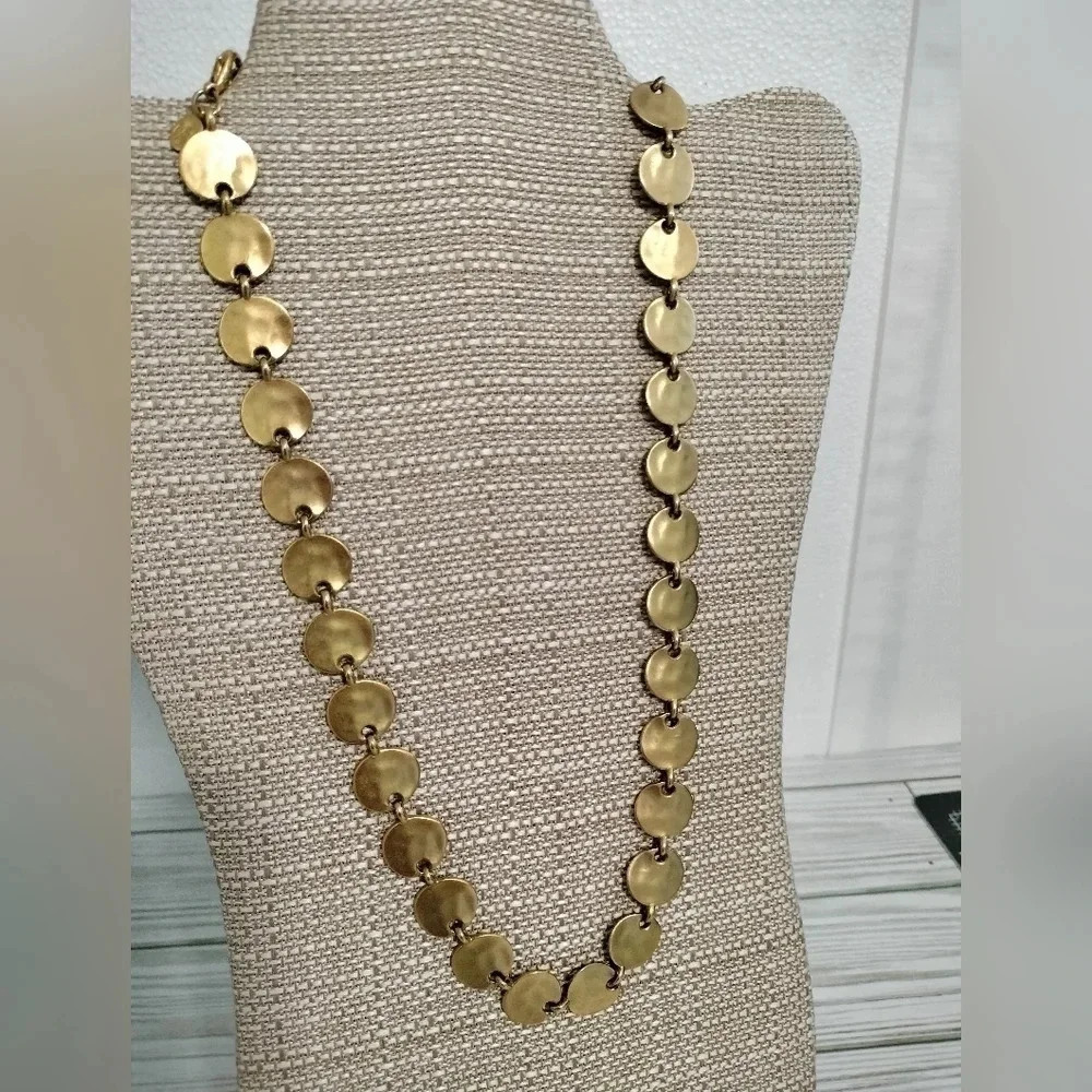 Premier Design Hammered Gold tone Link Chain Necklace 22" - Picture 2 of 6